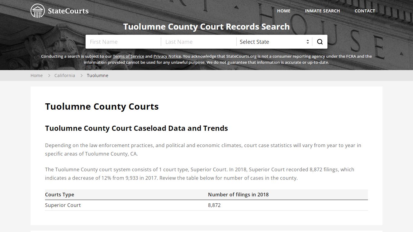 Tuolumne County, CA Courts - Records & Cases - StateCourts