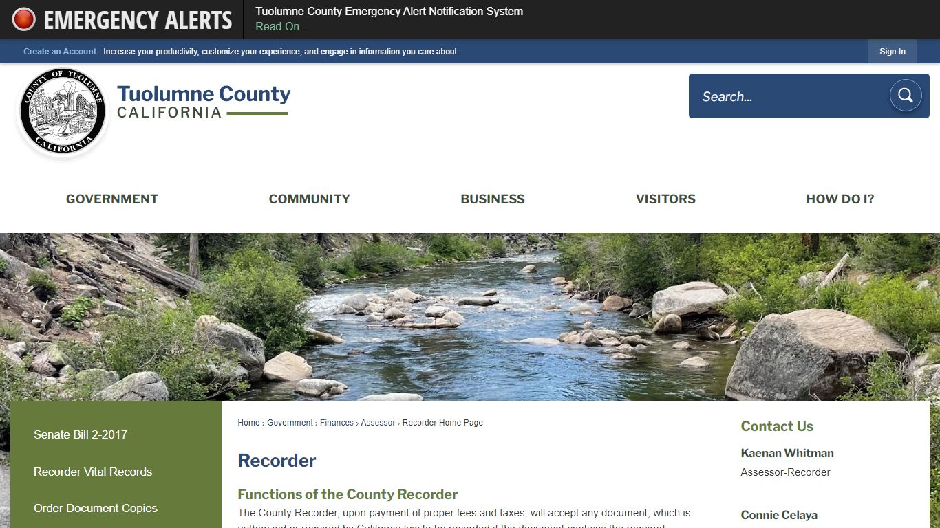 Recorder | Tuolumne County, CA - Official Website