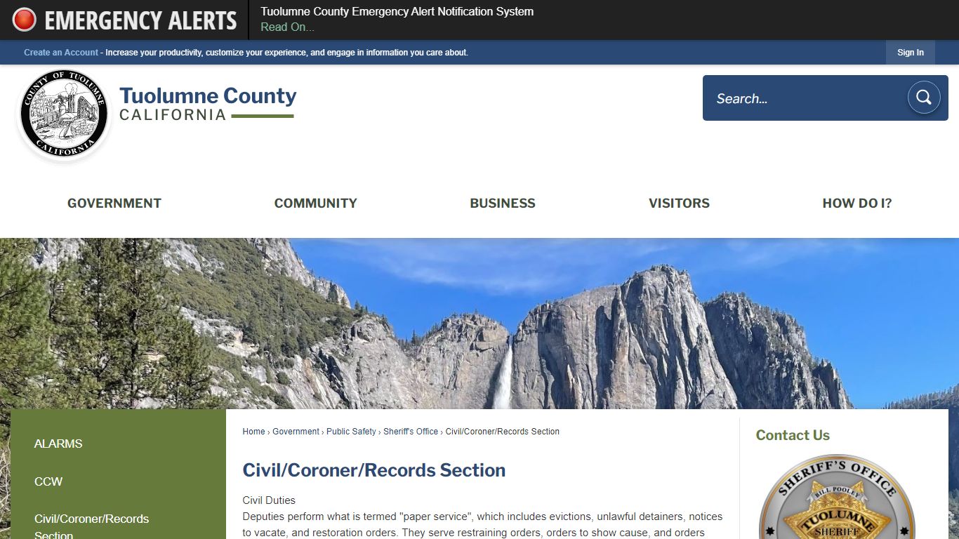 Civil/Coroner/Records Section | Tuolumne County, CA ...